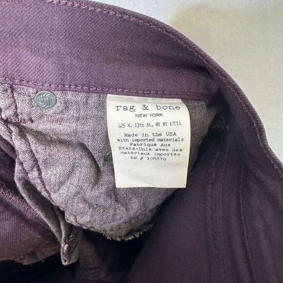 Rag & Bone The Dre Cuffed Ankle Skinny Jeans In Aged Wine 27 - Picture 7 of 7